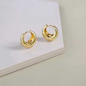 Gold Chunky Hoop Earrings Lightweight Hoops for Women