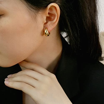Gold Chunky Hoop Earrings Lightweight Hoops for Women