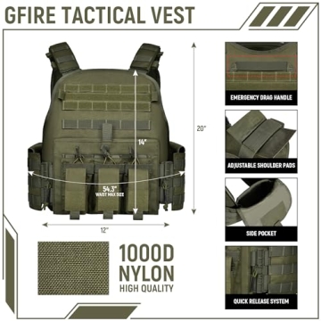 GFIRE Tactical Vest Lightweight Breather Quick Release Gear