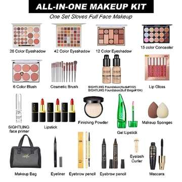 Complete All-in-One Makeup Set: Perfect for Women & Girls, Travel-Friendly