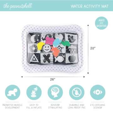 The Peanutshell Tummy Time Water Play Mat Girls or Boys - High Contrast Sensory Developmental Toy, N...