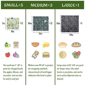 9 Pack Beeswax Wrap, Reusable Food Wraps, Eco-Friendly Reusable Beeswax Food Wraps Set, Zero Waste-S...