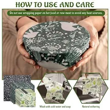 9 Pack Beeswax Wrap, Reusable Food Wraps, Eco-Friendly Reusable Beeswax Food Wraps Set, Zero Waste-Sustainable-Plastic-Free Food Storage Wrapper, 5S,3M,1L/Flowers and Birds Pattern