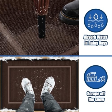 Durable Indoor Outdoor Doormat - 36"x24" Waterproof