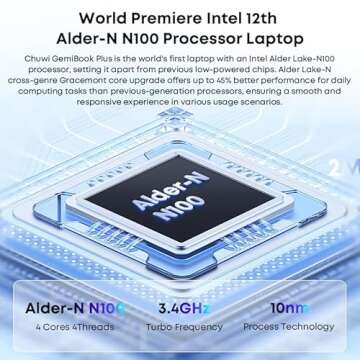 CHUWI 15.6 inch Laptop, 8GB LPDDR5 RAM 256GB SSD, Intel N100(Beat to i3-1115G4, Up to 3.4GHz), FHD 2...