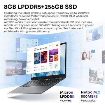 CHUWI 15.6 inch Laptop, 8GB LPDDR5 RAM 256GB SSD, Intel N100(Beat to i3-1115G4, Up to 3.4GHz), FHD 2K IPS Display, 1TB SSD Expand, RJ45, WiFi 6, BT5.2, HDMI, USB3.0, Webcam