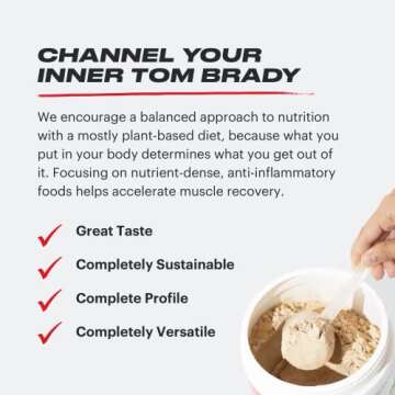 TB12 Plant Based Protein Powder, Sustainably Sourced Pea Protein, Vanilla, Vegan, 1g Net Carb, Non-GMO, Dairy-Free, Sugar-Free (18 Servings / 1.26lbs)