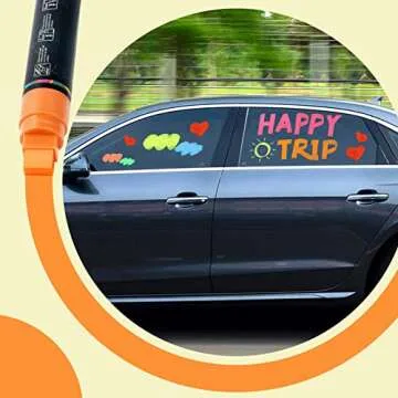 GOTIDEAL 12 Colors Jumbo Window Markers,Thick Car Markers, Chalkboard Markers for Kids Restaurant, Blackboard, Glass, Bistro, Car Paint Wet Erasable, 3 in 1 Nib, 2 Metallic Colors Inlcuded 15mm