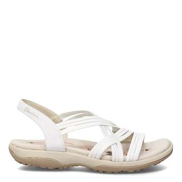 Skechers Women's Reggae Slim-Simply Stretch Sport Sandal, White, 10