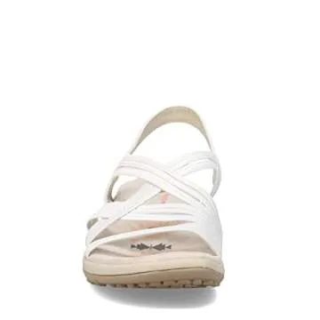 Skechers Women's Reggae Slim-Simply Stretch Sport Sandal, White, 10