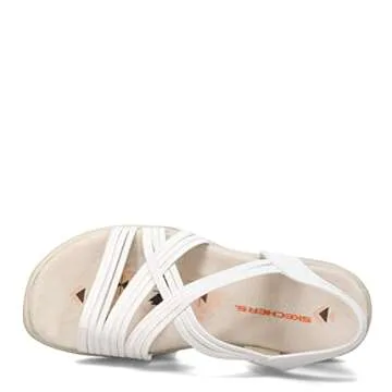 Skechers Women's Reggae Slim-Simply Stretch Sport Sandal, White, 10