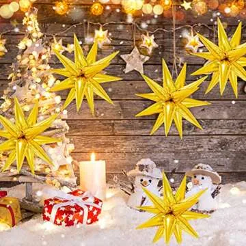 50pcs Gold Star Balloons Gold Explosion Star Foil Balloons 26'' Big Foil Cone Balloon 12 Point 4D Star Balloon Metallic Spike Balloon Birthday Wedding Anniversary Backdrop Baby Shower Decor