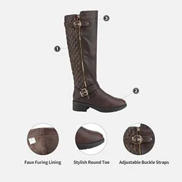 DREAM PAIRS Women's Knee High Boots Wide Calf Low Heel Riding Boots Fall Tall Boots for Women,Size 11,Brown,UTAH-W