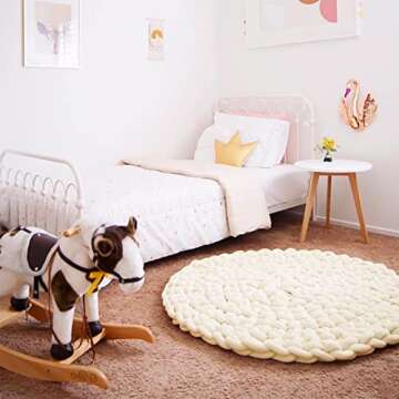 Arm Knitting Yarn for Chunky Braided Knot Throw Blanket DIY, Soft Extra Cotton Washable Tube Bulky Giant Yarn for Weave Craft Crochet (Milk White 2.2lb)