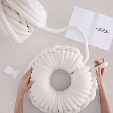 Arm Knitting Yarn for Chunky Braided Knot Throw Blanket DIY, Soft Extra Cotton Washable Tube Bulky Giant Yarn for Weave Craft Crochet (Milk White 2.2lb)