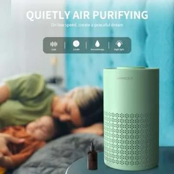 AIRROMI Air Purifier for Bedroom with HEPA 3-in-1 Filter, Pet Air Purifier for Home Cat Pee Smell, Covers Upto 990 Ft², Quiet 360°intake Air Cleaner for pet hair,allergies,Dust,Smoke A2001 Green