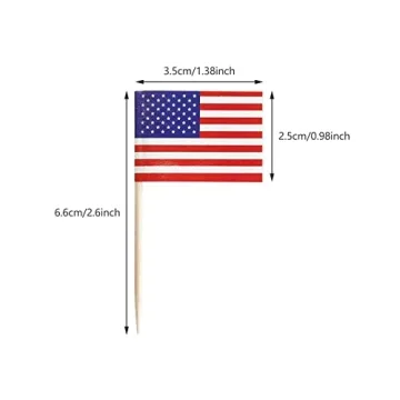American Flag Toothpick Flags for Party - 100 Pack