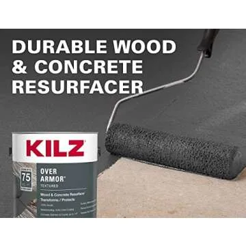 KILZ Over Armor Wood & Concrete Resurfacer, Exterior, Textured, Slate Gray, 1 Gallon