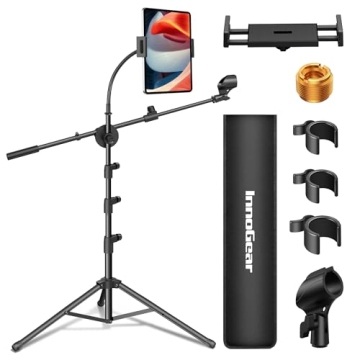 InnoGear Mic Stand, 6 in 1 Microphone Stand Floor with Tablet Phone Holder Height Adjustable from 30...
