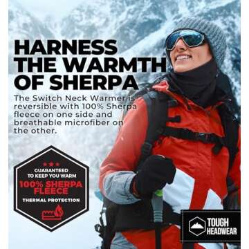 Tough Headwear Winter Neck Gaiters for Men & Women - Fleece & Reversible Ski Accessory