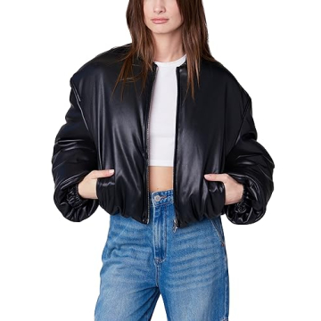 Stylish Comfort: [BLANKNYC] Women's Cropped Cuffed Sleeves Jacket