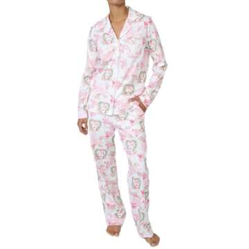 HINFEL Women Y2k Preppy Pajamas Set, Long Sleeve Button Down Monkey Sleepwear Bridal Holiday Vaction...
