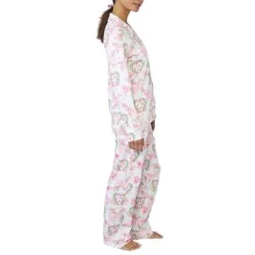 HINFEL Women Y2k Preppy Pajamas Set, Long Sleeve Button Down Monkey Sleepwear Bridal Holiday Vaction Loungewear Pjs for Jammies Party Christmas Thanksgiving Gift(Holiday Pink,XX-Small)