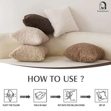 Foindtower 2 Pieces 20x20 Inch Chocolate, Faux Fur Throw Pillow Cover Accent Sherpa Pillow Fuzzy Soft Pillowcases Sheepskin Decorative Fleece Cushion Case for Bed Couch Living Room