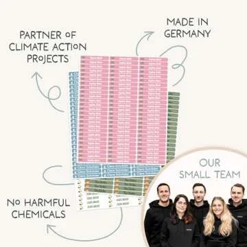 melu kids® Personalized Name Labels for Kids in School & Daycare (75) - Stick on Name Stickers (2.0” x 0.3”) for Pencils and Other School Supplies - Washable in Dishwasher - Pink