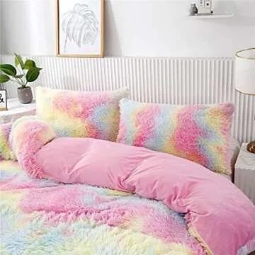 RYNGHIPY Ultra Soft Rainbow Bedding Set for Twin Size