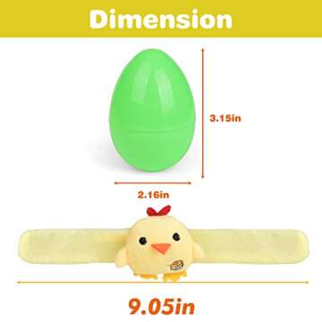 FUN LITTLE TOYS 18pcs Easter Slap Bracelet for Kids, Party Favors Trinket Colorful Plush Animal Desi...