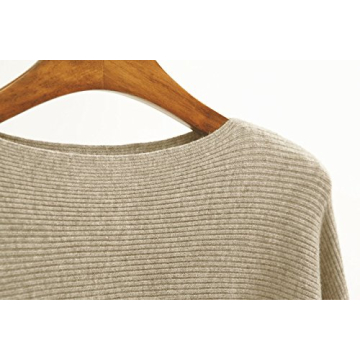 GABERLY Boat Neck Batwing Sleeves Dolman Knitted Sweaters and Pullovers Tops for Women (Khaki, One Size)