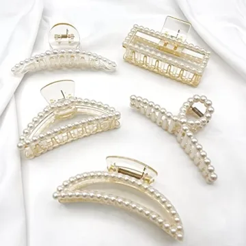 Stylish Pearl Hair Clips Set for Women and Girls - 5pcs