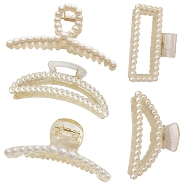 Stylish Pearl Hair Clips Set for Women and Girls - 5pcs