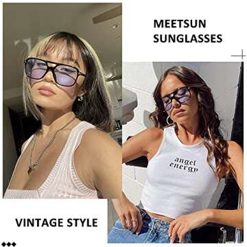 Stylish MEETSUN Retro Aviator Sunglasses for Everyone