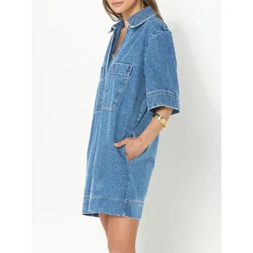 Fisoew Women's Denim Summer Dress with Pockets