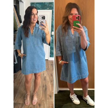 Fisoew Women's Denim Summer Dress with Pockets