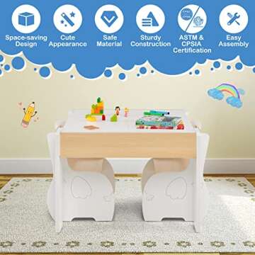 HONEY JOY 4-in-1 Kids Table and Chair Set for Ages 3-6