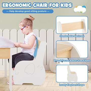HONEY JOY 4-in-1 Kids Table and Chair Set for Ages 3-6