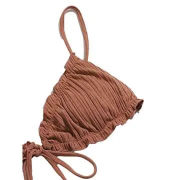 Lilosy Sexy Ribbed Ruffle G String Bikini Swimsuit