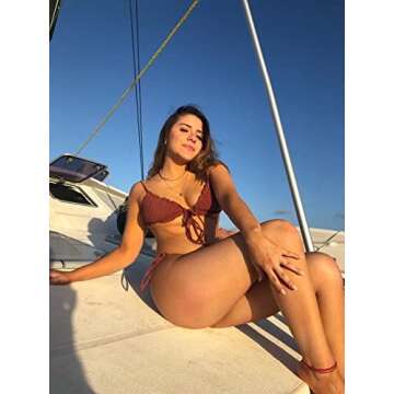 Lilosy Sexy Ribbed Ruffle G String Bikini Swimsuit