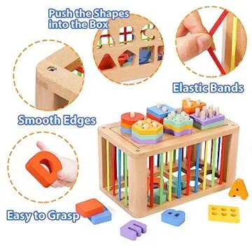 Montessori Toys for 1 Year Old - Educational Wooden Sorter Cube