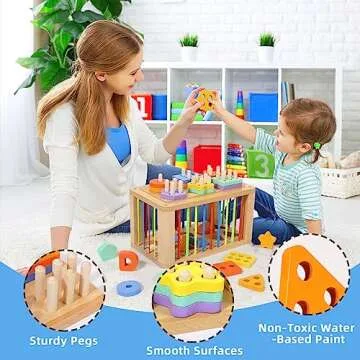 Montessori Toys for 1 Year Old - Educational Wooden Sorter Cube