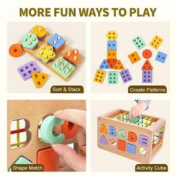 Montessori Toys for 1 Year Old - Educational Wooden Sorter Cube