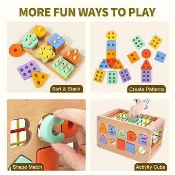 Montessori Toys for 1 Year Old - Educational Wooden Sorter Cube
