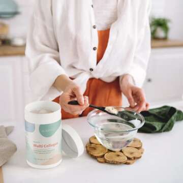 BeautyLux Multi Collagen - Easy-to-mix nutritional supplement with 5 collagen types including hydrolyzed collagen to help support nail, skin, hair and joint health, for men and women, unflavored, 8 oz