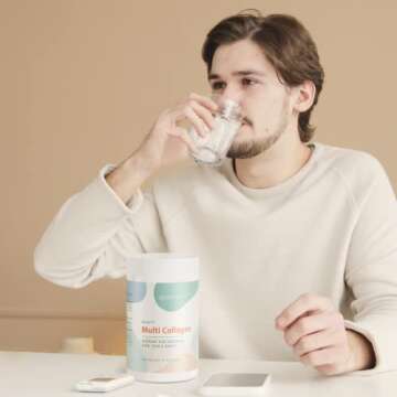 BeautyLux Multi Collagen - Easy-to-mix nutritional supplement with 5 collagen types including hydrolyzed collagen to help support nail, skin, hair and joint health, for men and women, unflavored, 8 oz