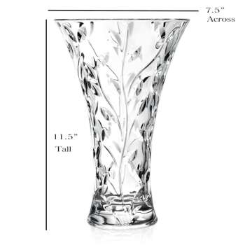 Lorren Home Trends Crystal Laurus Vase 11" Made in Italy - Elegance