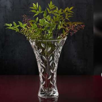Lorren Home Trends Crystal Laurus Vase 11" Made in Italy - Elegance