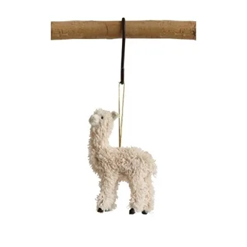 Creative Co-Op Furry Llama Ornament for Holiday Cheer